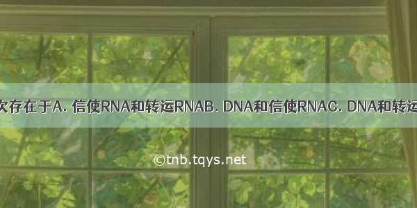 遗传信息和遗传密码依次存在于A. 信使RNA和转运RNAB. DNA和信使RNAC. DNA和转运RNAD. DNA和tRNA