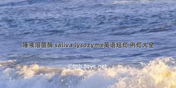 唾液溶菌酶 saliva lysozyme英语短句 例句大全