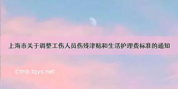 上海市关于调整工伤人员伤残津贴和生活护理费标准的通知