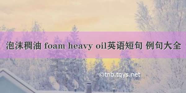 泡沫稠油 foam heavy oil英语短句 例句大全