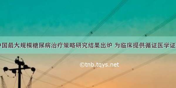 中国最大规模糖尿病治疗策略研究结果出炉 为临床提供循证医学证据