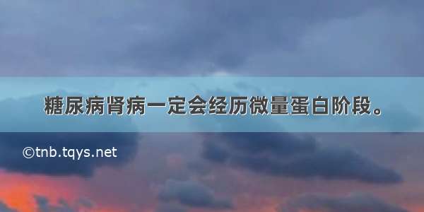 糖尿病肾病一定会经历微量蛋白阶段。