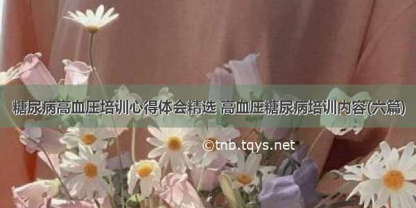 糖尿病高血压培训心得体会精选 高血压糖尿病培训内容(六篇)