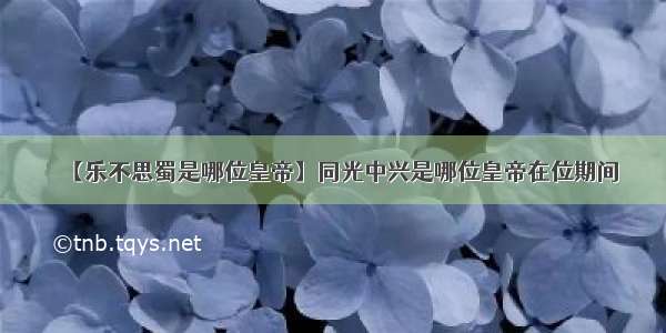 【乐不思蜀是哪位皇帝】同光中兴是哪位皇帝在位期间