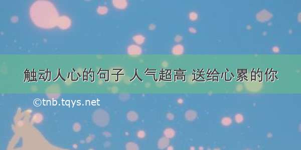 触动人心的句子 人气超高 送给心累的你