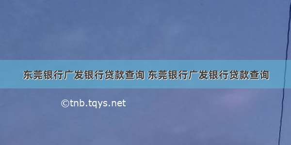 东莞银行广发银行贷款查询 东莞银行广发银行贷款查询