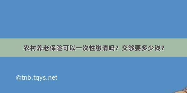 农村养老保险可以一次性缴清吗？交够要多少钱？