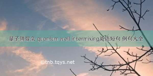 量子阱混杂 quantum well intermixing英语短句 例句大全