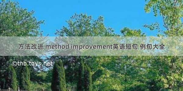 方法改进 method improvement英语短句 例句大全