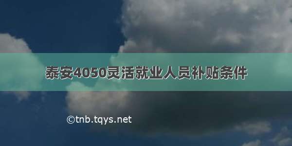 泰安4050灵活就业人员补贴条件