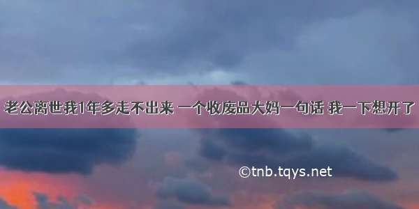 老公离世我1年多走不出来 一个收废品大妈一句话 我一下想开了