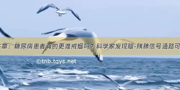 Nature封面文章：糖尿病患者真的更难戒烟吗？科学家发现脑-胰腺信号通路可解释这一问题