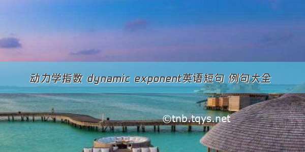 动力学指数 dynamic exponent英语短句 例句大全