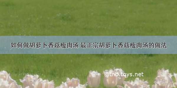 如何做胡萝卜香菇瘦肉汤 最正宗胡萝卜香菇瘦肉汤的做法