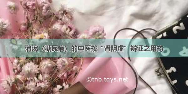 消渴（糖尿病）的中医按“肾阴虚”辨证之用药