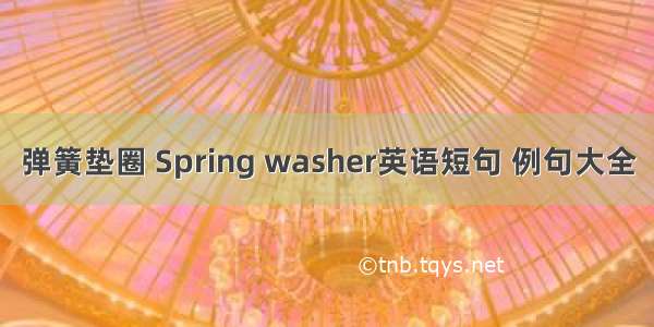 弹簧垫圈 Spring washer英语短句 例句大全