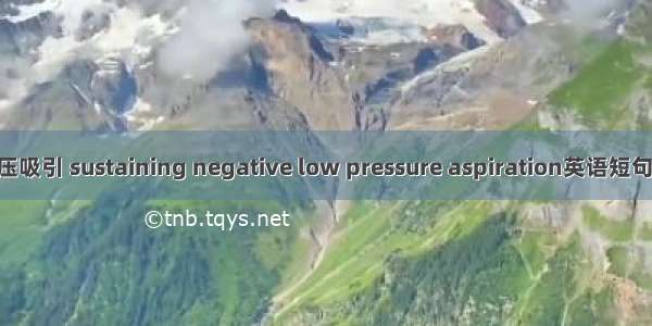 持续低负压吸引 sustaining negative low pressure aspiration英语短句 例句大全