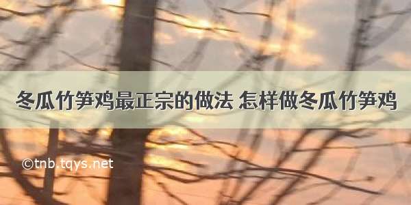 冬瓜竹笋鸡最正宗的做法 怎样做冬瓜竹笋鸡