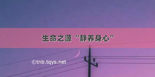 生命之源 “静养身心”