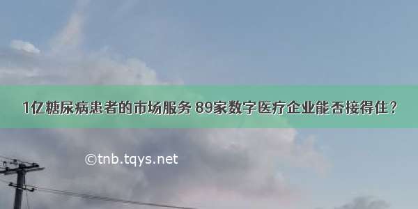 1亿糖尿病患者的市场服务 89家数字医疗企业能否接得住？