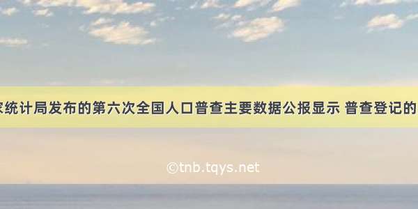 单选题国家统计局发布的第六次全国人口普查主要数据公报显示 普查登记的大陆人口共