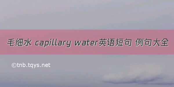 毛细水 capillary water英语短句 例句大全