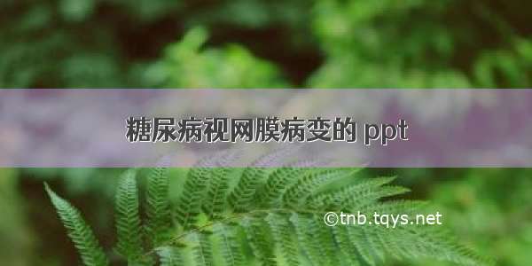 糖尿病视网膜病变的 ppt