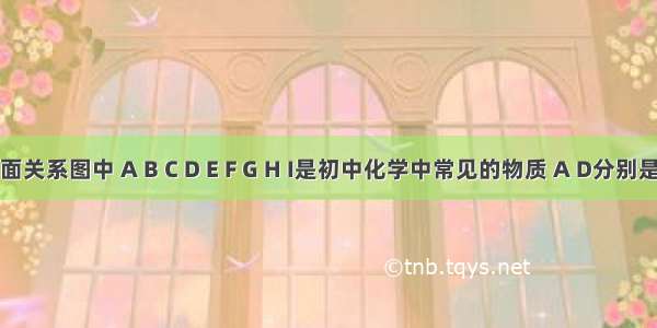 在下面关系图中 A B C D E F G H I是初中化学中常见的物质 A D分别是甲烷