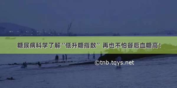 糖尿病科学了解“低升糖指数” 再也不怕餐后血糖高！