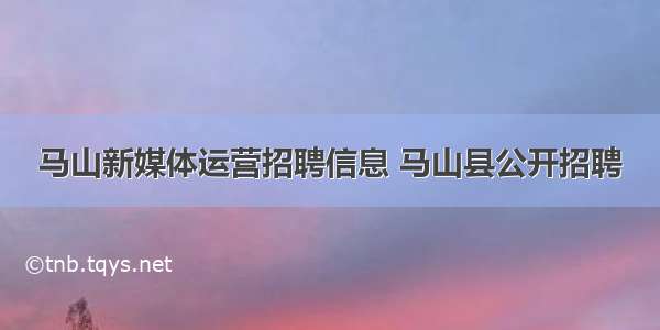 马山新媒体运营招聘信息 马山县公开招聘