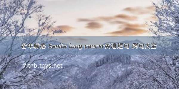 老年肺癌 Senile lung cancer英语短句 例句大全