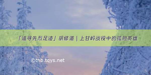 「追寻先烈足迹」胡修道｜上甘岭战役中的孤胆英雄