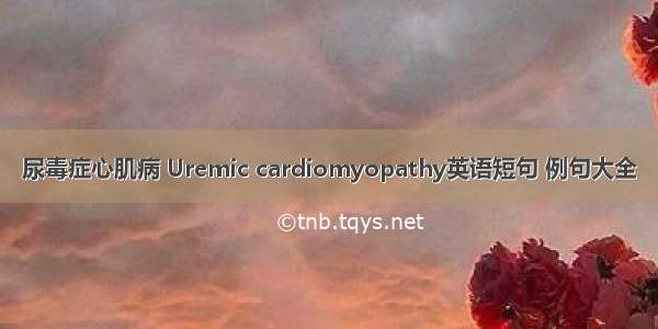 尿毒症心肌病 Uremic cardiomyopathy英语短句 例句大全