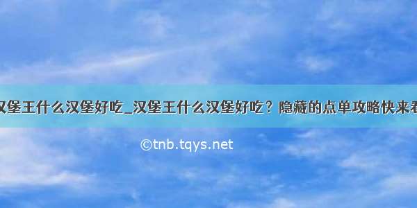 汉堡王什么汉堡好吃_汉堡王什么汉堡好吃？隐藏的点单攻略快来看