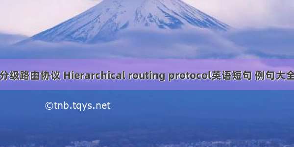 分级路由协议 Hierarchical routing protocol英语短句 例句大全