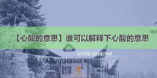 【心酸的意思】谁可以解释下心酸的意思