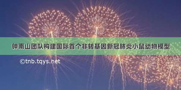 钟南山团队构建国际首个非转基因新冠肺炎小鼠动物模型