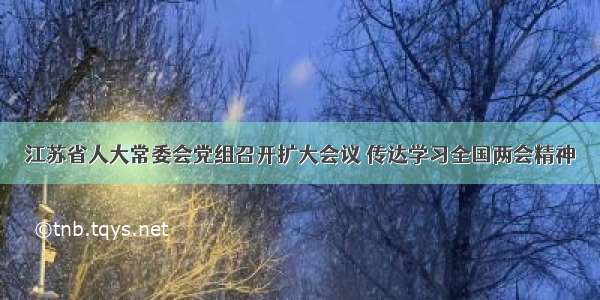 江苏省人大常委会党组召开扩大会议 传达学习全国两会精神