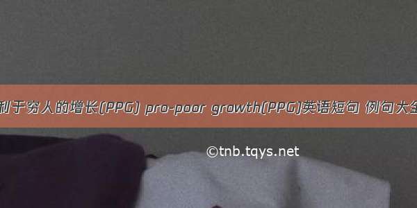 有利于穷人的增长(PPG) pro-poor growth(PPG)英语短句 例句大全