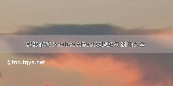 积极情感 Positive Affect英语短句 例句大全