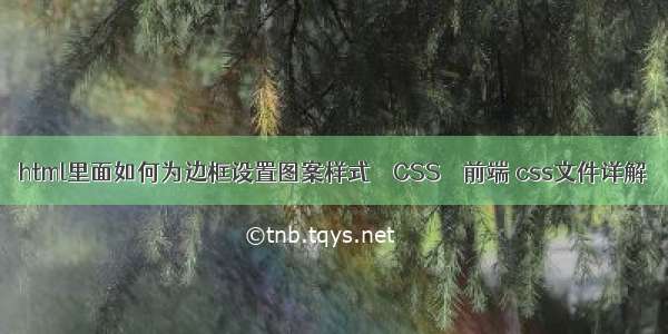 html里面如何为边框设置图案样式 – CSS – 前端 css文件详解