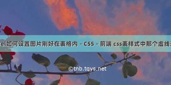 excel如何设置图片刚好在表格内 – CSS – 前端 css表样式中那个虚线边框