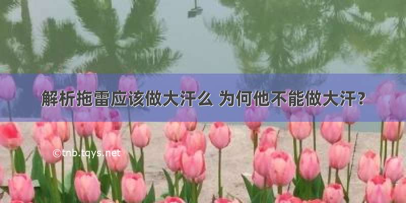 解析拖雷应该做大汗么 为何他不能做大汗？