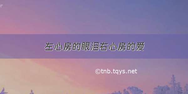 左心房的眼泪右心房的爱