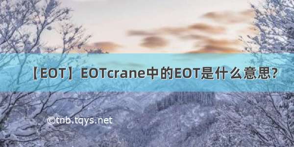 【EOT】EOTcrane中的EOT是什么意思?