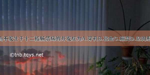 只见于胃溃疡而不发生于十二指肠溃疡的并发症为A.穿孔B.出血C.癌变D.息肉形成E.幽门梗阻