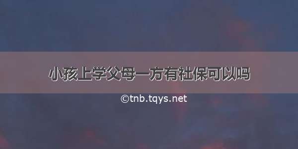 小孩上学父母一方有社保可以吗