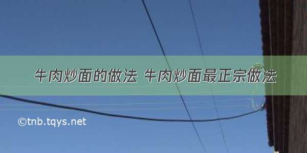 牛肉炒面的做法 牛肉炒面最正宗做法