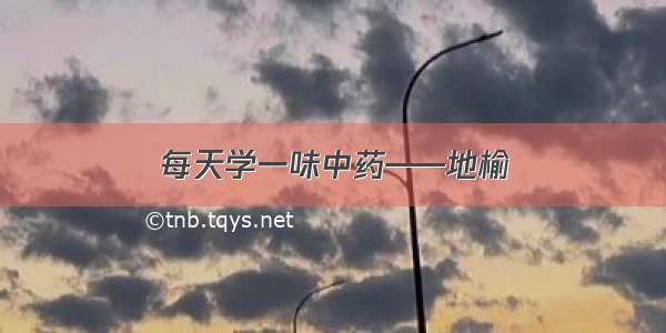 每天学一味中药——地榆