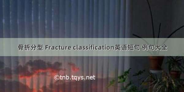 骨折分型 Fracture classification英语短句 例句大全